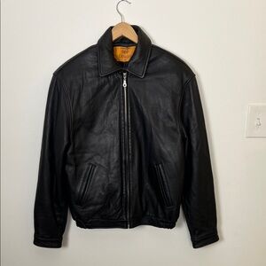 Vintage Italian Leather Jacket Black Zip Up Minimalist Top Design Thinsulate